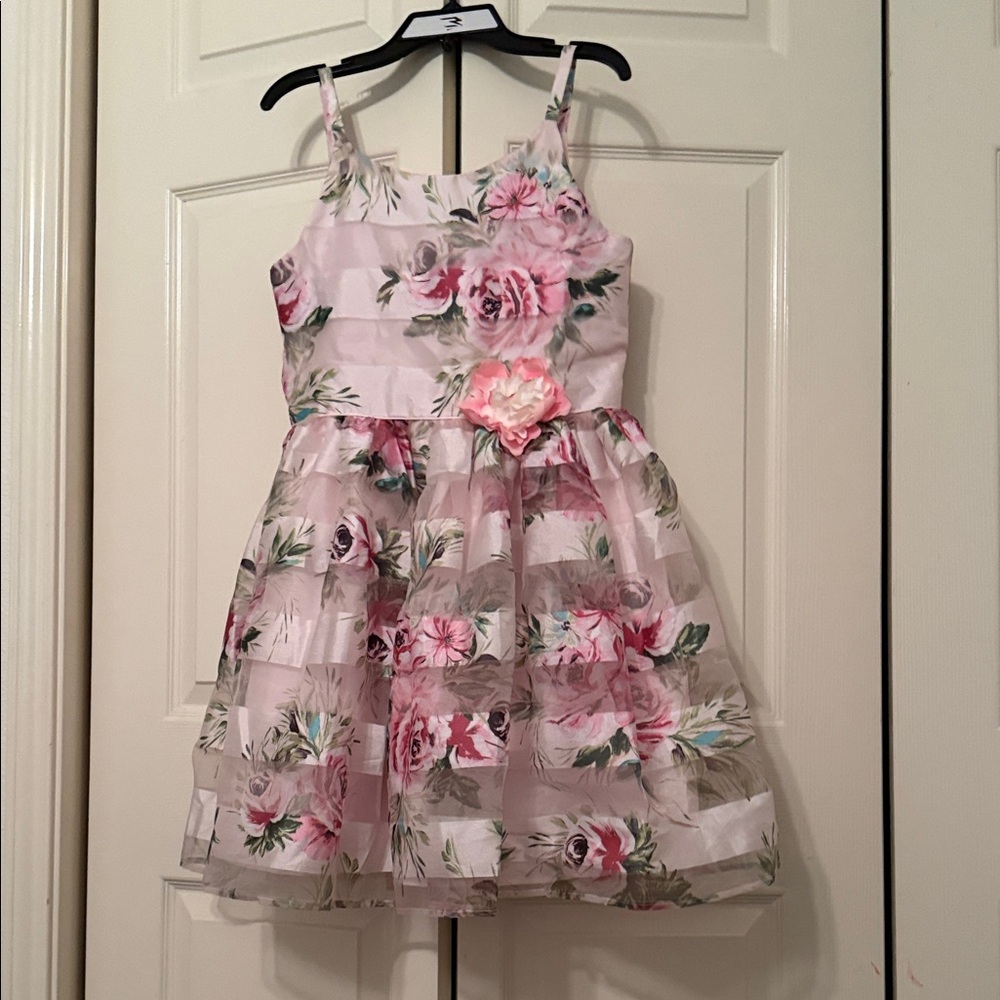 Zunie Pink Floral Rosette Party Dress for Girls
